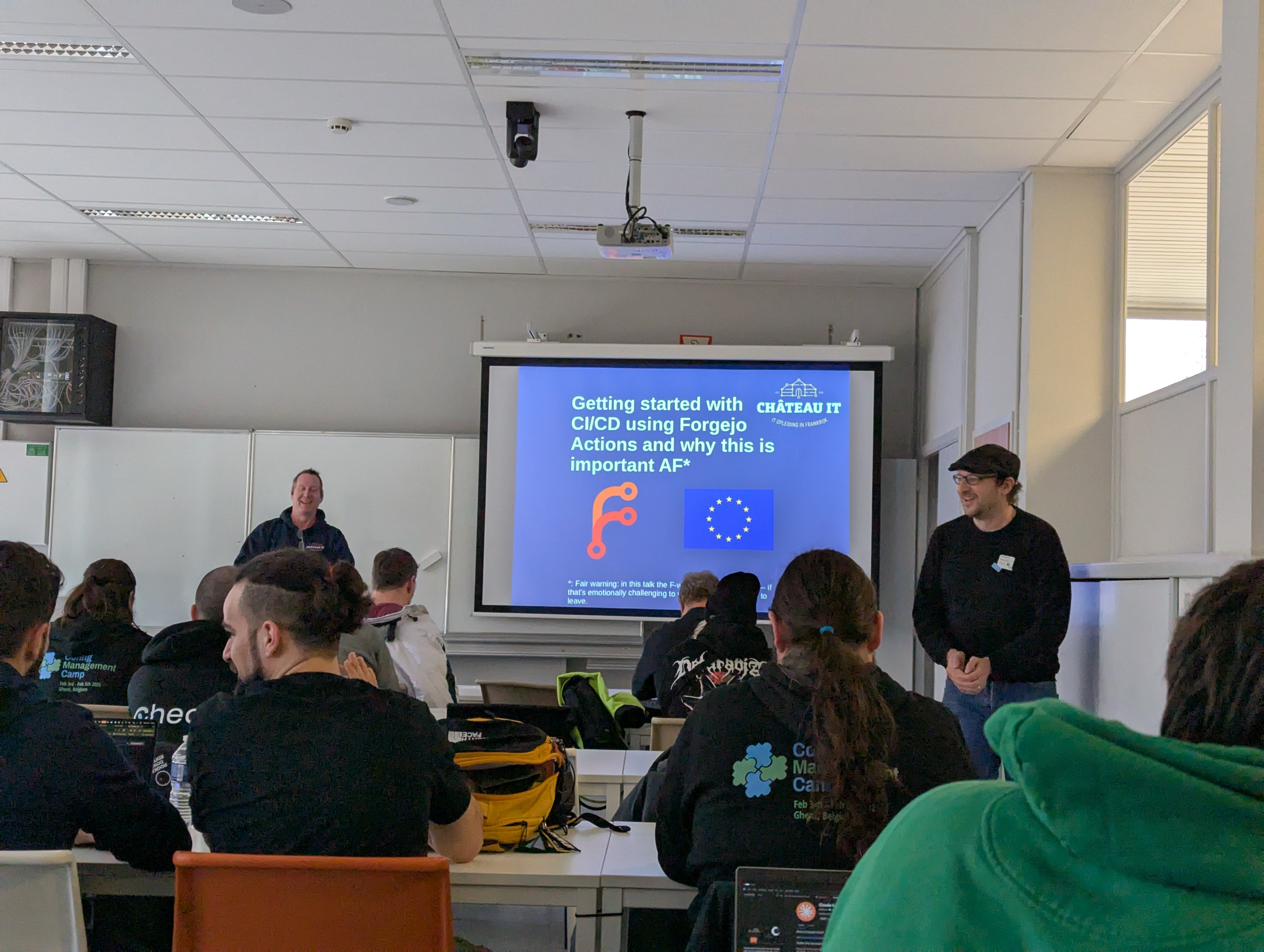 Jeroen Baten presenting the Forgejo Actions talk