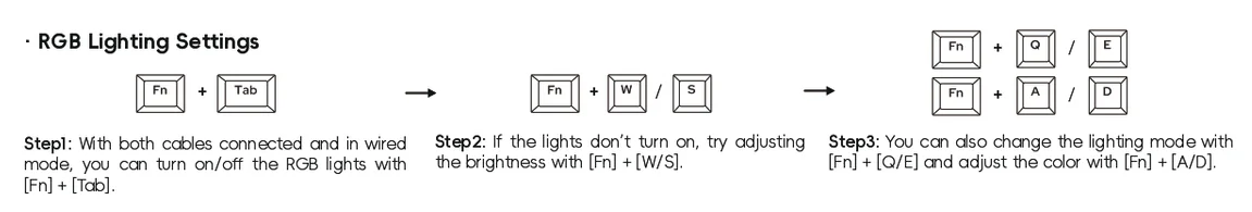 NocFree RGB lighting settings instructions