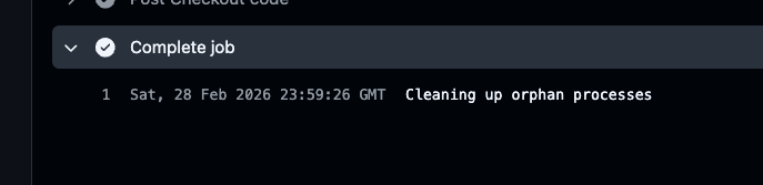 Github Actions showing it deployed with 34 seconds left
